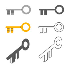 Set of Minimalist Key Icons in Different Styles