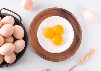 Fresh eggs and yolks for protein