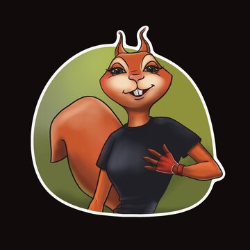 sports squirrel in a t-shirt. made as a sticker