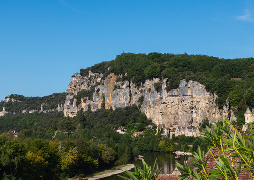 green forest in nature on the rocks in the frence department the dordogne