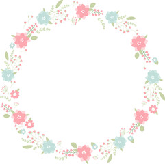Obraz na płótnie Canvas minimal sweet pastel wreath flowers frame