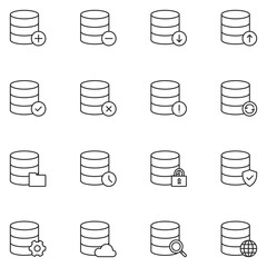 Database Line Icon Set Vector