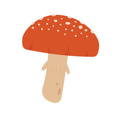Fungi mushroom icon.Forest red mushroom on isolated background.Wild forest mushrooms in autumn. Vector illustration cartoon flat style