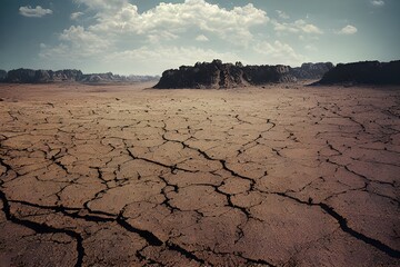 Parched Earth. Dry and cracked. Drought and desertification. An ecological disaster. 