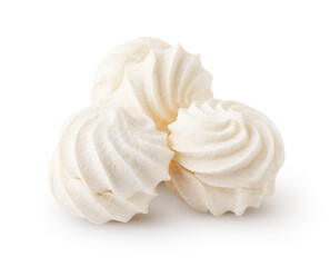 Isolated marshmallow. Three round marshmallow (zephyr) isolated on white background with clipping path