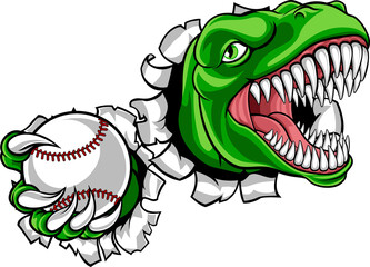 Dinosaur Baseball Player Animal Sports Mascot © Christos Georghiou