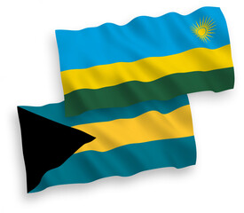 Flags of Republic of Rwanda and Commonwealth of The Bahamas on a white background