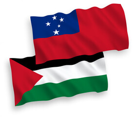 Flags of Independent State of Samoa and Palestine on a white background