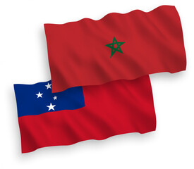 Flags of Independent State of Samoa and Morocco on a white background