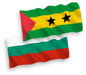 Flags of Saint Thomas and Prince and Bulgaria on a white background
