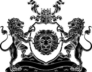 Coat of Arms Lions Crest Shield Family Seal