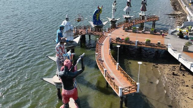 Aracaju Sergipe. Aracaju Brazil. Panoramic aerial view cityscape of Sergipe People Icons Statues at Aracaju capital city of Sergipe at Brazil. Travel destinations. Brazil Northeast. Tourism landmark.