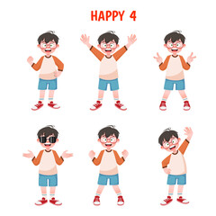 Set of kid boys showing cheerful expression.Vector illustration.
