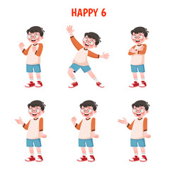 Set of kid boys showing cheerful expression.Vector illustration.
