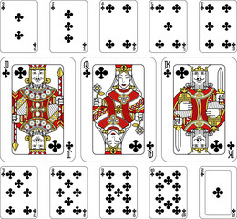 Playing Cards Clubs Red Yellow and Black
