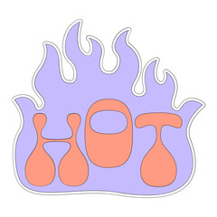 Hot sticker vector illustration in line filled design