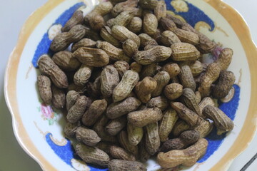 lots of boiled peanuts on the plate