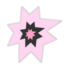 Sparkle star sticker vector illustration in line filled design