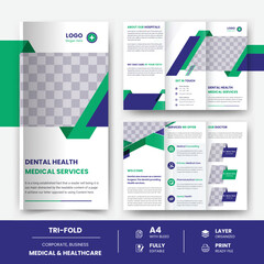 Medical, health care Trifold brochure template Modern Clinic, annual report, and cover page design