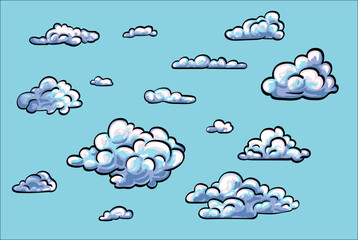 Large collection of handwritten clouds with different sizes