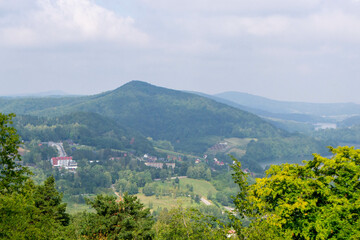 Obraz premium Water reservoir solina with a view of the dam. Solina Lake and Dam. Subcarpathia, Poland. High quality photo