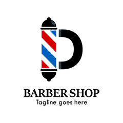 a letter with baber shop symbol logo template illustration. suitable for baber shop 
