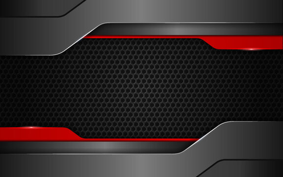 Modern 3D Glossy Silver Metallic Background Overlap with Shiny Red Line Template