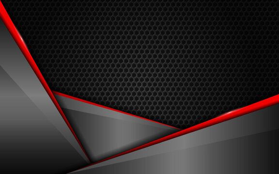 Modern 3D Overlap Glossy Silver Metallic Background Overlap with Shiny Red Line Template