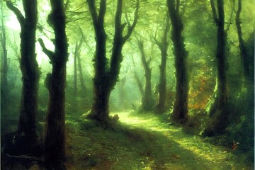 Tunnel alley in woods landscape