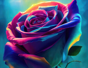 Fototapeta na wymiar blue fantasy rose with a shining part