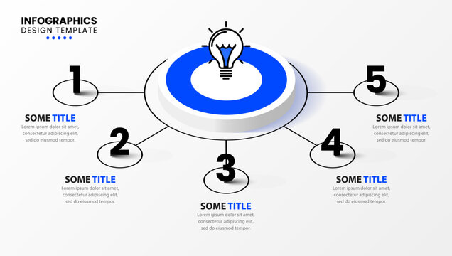 Infographic template. Isometric circle with 5 steps