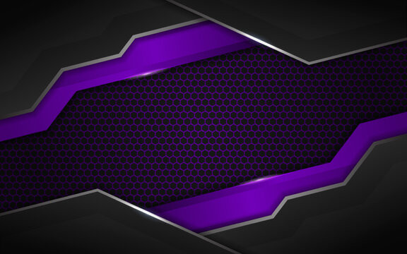 Abstract Modern 3D Glowing Purple on Dark Background with Hexagon Pattern Decoration