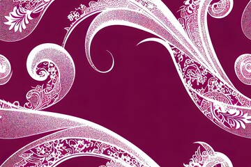 paisley floral illustration in damask style seamless background