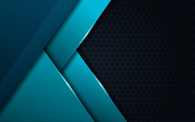 Abstract Modern Premium Diagonal Overlap Blue on Dark Background with Hexagon Pattern