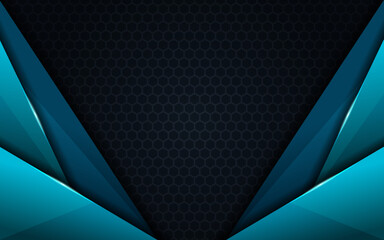 Abstract Modern Premium Overlap Glowing Blue on Dark Background with Hexagon Pattern