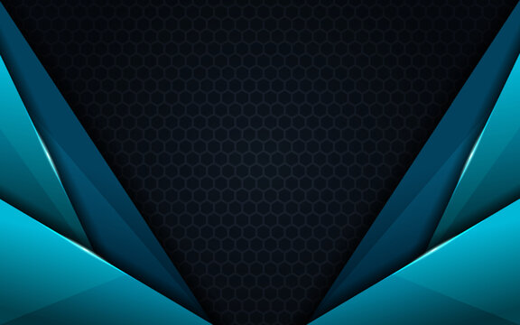 Abstract Modern Premium Overlap Glowing Blue on Dark Background with Hexagon Pattern