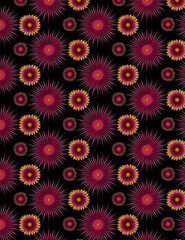 Fototapeta na wymiar set seamless black purple and yellow flower pattern background design vector