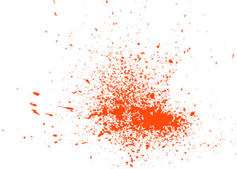 Orange png color explosion. Illustration stain of paint, drops, splash, splash. Theme halloween atmosphere, party card transparent file