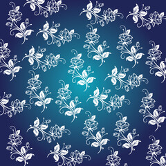 Blue background and white rose texture pattern