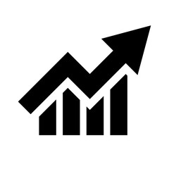 Bar graph silhouette. Chart silhouette. Trend. Vector.