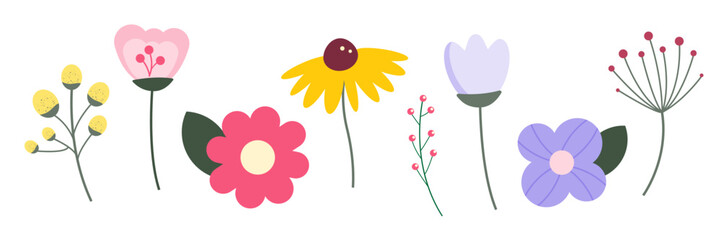 Obraz premium Simple Flowers flat illustration