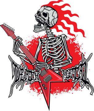 skeletons with guitars, grunge vintage design t shirts
