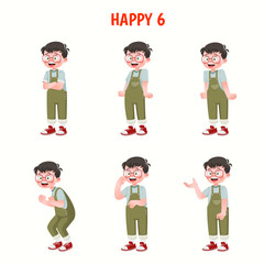 Set of kid boys showing cheerful expression.Vector illustration.