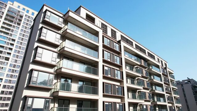 aerial view of modern high apartments in new residential district