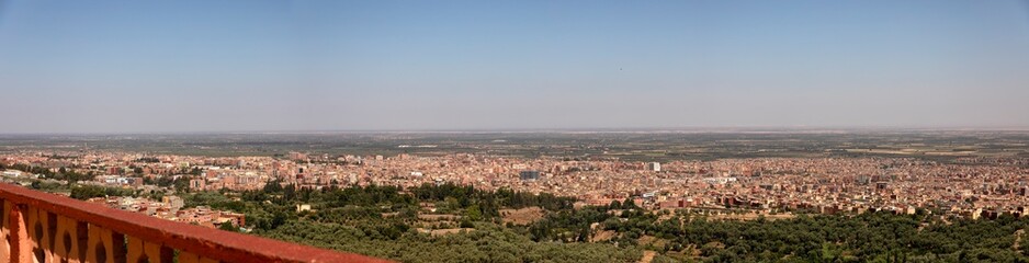 Great panoramic view of the city of Beni Mellal from the Middle Atlas which is a city of Morocco, capital of the province and the region of Beni Melal-Jenifra located in the center of the country.