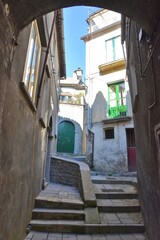 A narrow street in Mormanno, a mountain village in Calabria, Italy.