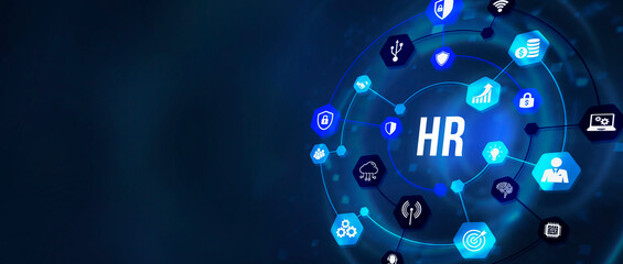 Internet, business, Technology and network concept.Human Resources HR management concept. 3d illustration.