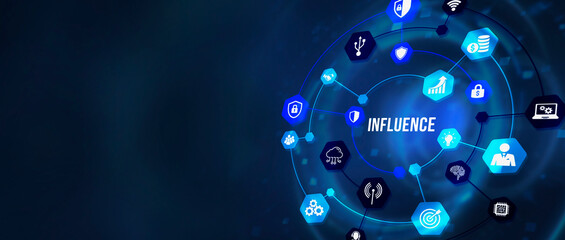 Internet, business, Technology and network concept. Influencer marketing concept. 3d illustration.