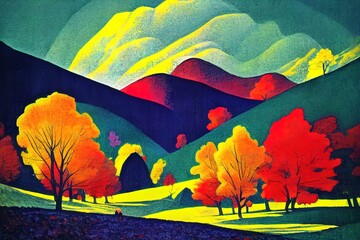 Epic vibrant colorful Autumn landscape image of Dodd Woods in Lake District