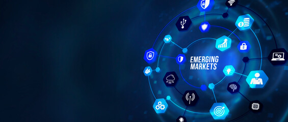 Internet, business, Technology and network concept. Emerging markets. 3d illustration.